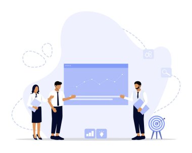 Business Strategy Vector Illustration Concept, web iniş sayfası için elverişli, ui, mobil uygulama, editoryal tasarım, broşür, afiş ve diğer ilgili durumlar için