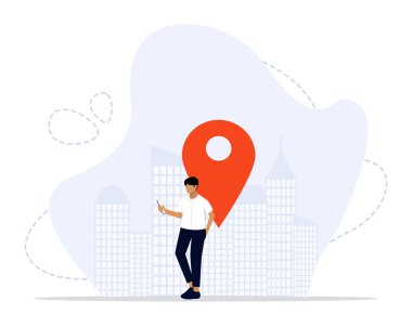 Adres konsepti çizimi. İniş sayfası, ui, web, Uygulama giriş kartı, başyazı, broşür ve pankart için uygun.