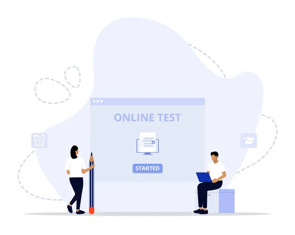 Online Testning Koncept Begreppet Lärande Examination Dator Lämplig För Landningssida — Stock vektor