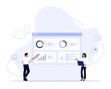 İş planı illüstrasyonu, iş akışı, zaman yönetimi, planlama, görev uygulaması, takım çalışması, toplantı