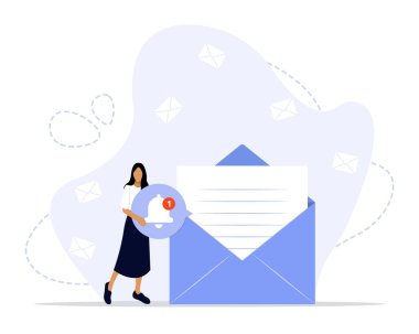 Yeni mesaj konsepti çizimi. Web iniş sayfası için elverişli, ui, mobil uygulama, editoryal tasarım, broşür, pankart ve diğer ilgili durumlar.