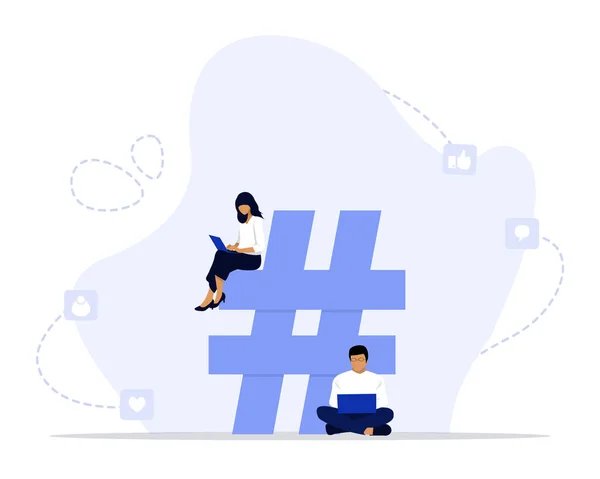 Hashtag Seo Vector Illustration Concept Laat Zien Hoe Een Hashtag — Stockvector