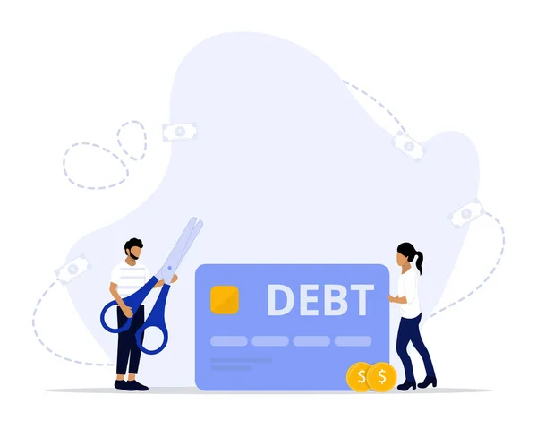 クレジットカード債務ベクトルイラストコンセプトランディングページ Web アプリの紹介カード チラシ バナーに適したクレジットカード債務の人トラップを表示します — ストックベクタ