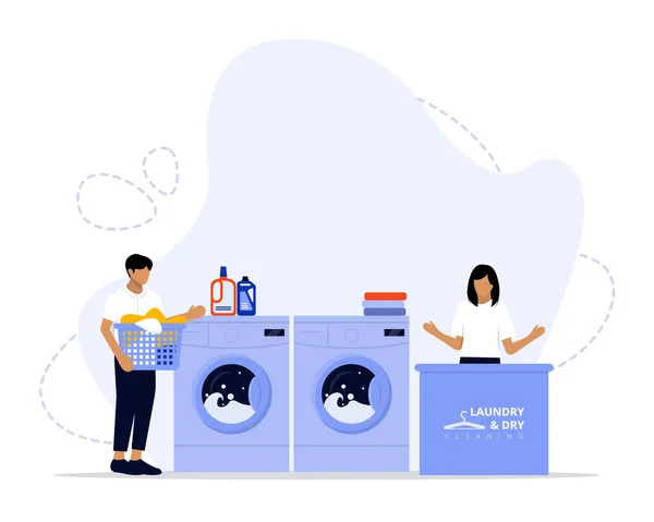 Wäscheservice Vector Illustration Konzept Das Die Aktivitäten Der Wäscheservice Industrie — Stockvektor