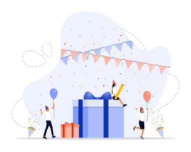 Doğum günü illüstrasyonunu kutluyoruz. Arkadaşlarla doğum günü partisi kutlaması