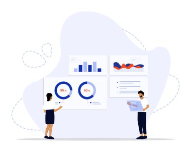 Görsel veri konsepti çizimi. Web iniş sayfası için elverişli, ui, mobil uygulama, editoryal tasarım, broşür, pankart ve diğer ilgili durumlar.