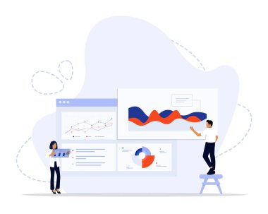 Görsel veri konsepti çizimi. Web iniş sayfası için elverişli, ui, mobil uygulama, editoryal tasarım, broşür, pankart ve diğer ilgili durumlar.