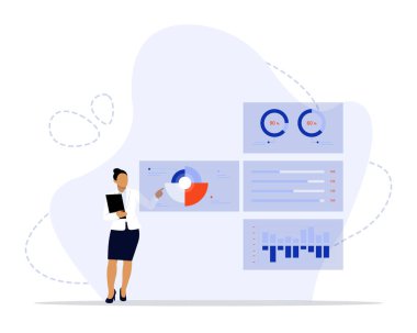 Görsel veri konsepti çizimi. Web iniş sayfası için elverişli, ui, mobil uygulama, editoryal tasarım, broşür, pankart ve diğer ilgili durumlar.