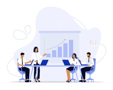 Sunum toplantısı konsepti illüstrasyonu. İniş sayfası, ui, web, Uygulama giriş kartı, başyazı, broşür ve pankart için uygun