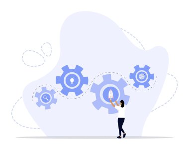 Konsept illüstrasyon işleniyor. İniş sayfası, ui, web, Uygulama giriş kartı, başyazı, broşür ve pankart için uygun