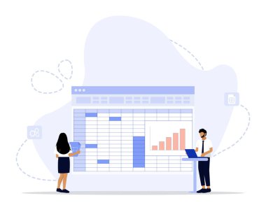 Hesap tabloları konsept çizimi. İniş sayfası, ui, web, Uygulama giriş kartı, başyazı, broşür ve pankart için uygun