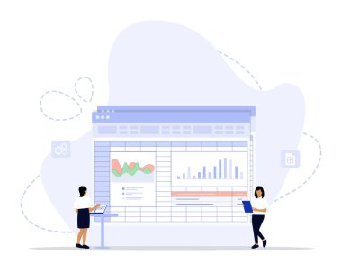 Hesap tabloları konsept çizimi. İniş sayfası, ui, web, Uygulama giriş kartı, başyazı, broşür ve pankart için uygun