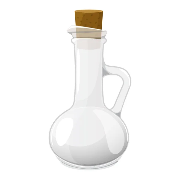 ワインや油のためのコルク栓付きの空のガラスボトル 薬の魔法のブランク容器 酢またはジュースのための空の瓶 ピッチャーにスポイト 白で区切られたフラットベクトルイラスト — ストック写真
