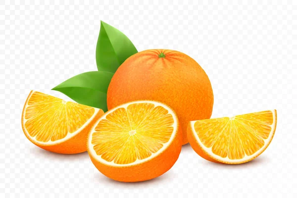 Fresh Orange Fruits Juicy Orange Leaves Half Slice Whole Fruit — Stock Photo, Image