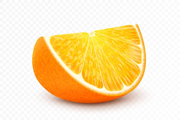 白い背景に隔離されたジューシーなオレンジのスライス 現実的なベクトル3Dイラストあなたのパッケージデザインのための要素 — ストック写真