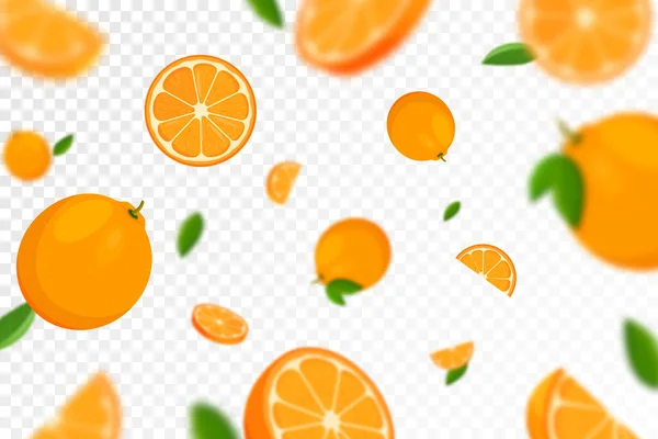 Orange Citrus Background Flying Orange Green Leaf Transparent Background Orange — Stock Photo, Image