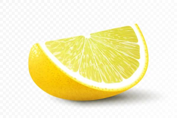 Соковитий Шматочок Лимона Ізольований Білому Тлі Реалістичний Вектор Ілюстрація Елемент — стокове фото