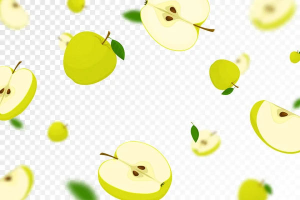 Manzanas Jugosas Voladoras Fondo Patrón Sin Costuras Con Todo Frutas — Foto de Stock