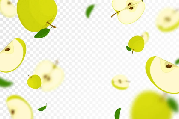 Latające Soczyste Jabłka Płynny Wzór Tła Całością Pokrojone Owoce Liśćmi — Zdjęcie stockowe