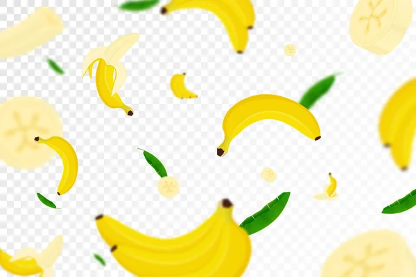Fliegender Bananenhintergrund Nahtloses Muster Mit Defokussiertem Unschärfeeffekt Fallen Reife Bananen — Stockfoto