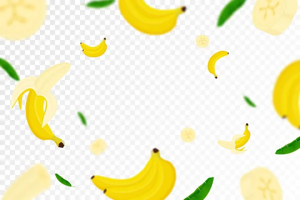 Fliegender Bananenhintergrund Nahtloses Muster Mit Defokussiertem Unschärfeeffekt Fallen Reife Bananen — Stockfoto