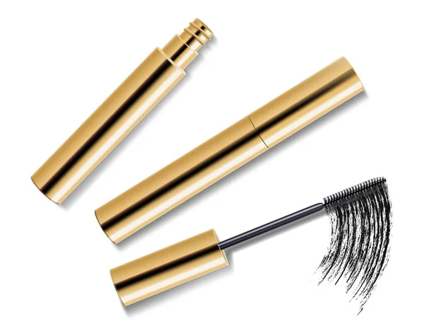 Mascara Black Brush Stroke Cosmetic Object Beauty Concept Realistic Vector — Stock Photo, Image