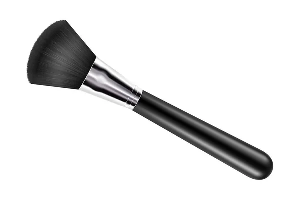 Black Clean Professional Makeup Powder Brush Black Handle Isolated White — Stock Photo, Image