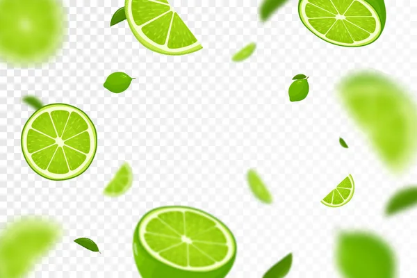 Flying Limes Fraîches Fond Tranches Citron Vert Motif Sans Couture — Photo