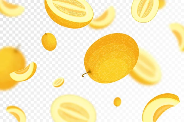 Fallende Melone Isoliert Auf Transparentem Hintergrund Fliegende Ganze Und Scheiben — Stockfoto