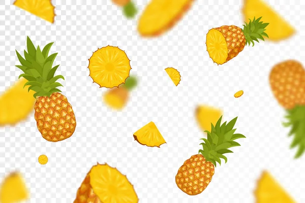 Fliegende Ananas Nahtloser Musterhintergrund Mit Einer Ganzen Und Scheiben Geschnittenen — Stockfoto