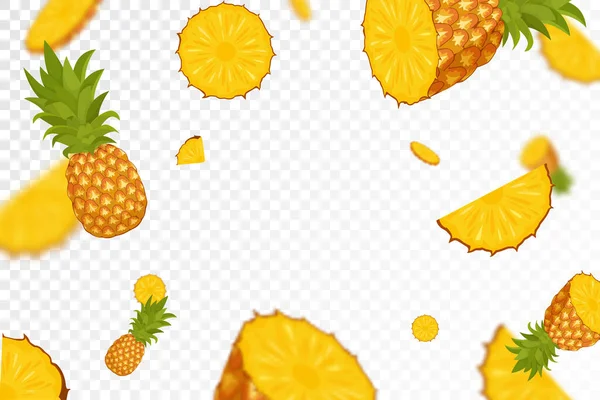 Ananas Volants Fond Sans Couture Avec Des Ananas Entiers Tranchés — Photo