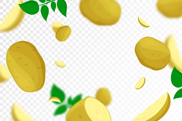 Fallende Kartoffeln Isoliert Auf Transparentem Hintergrund Ganz Fliegendes Und Scheiben — Stockfoto