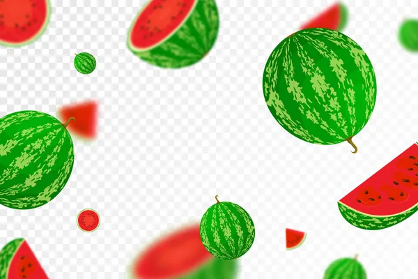 Fallende Wassermelone Isoliert Auf Transparentem Hintergrund Fliegende Ganze Und Scheiben — Stockfoto