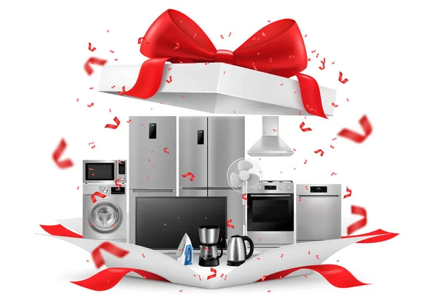 Gift Concept Home Appliances Gift Box Refrigerator Microwave Food Processor — ストック写真