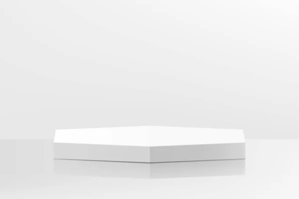 Abstract White Pedestal Podium Polyhedron Shape Minimal Wall Scene Product — Stock Photo, Image