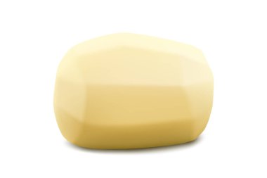 Pişmiş yemek için çiğ patates, beyaz arka planda izole edilmiş. Gerçekçi 3d vektör illüstrasyonu