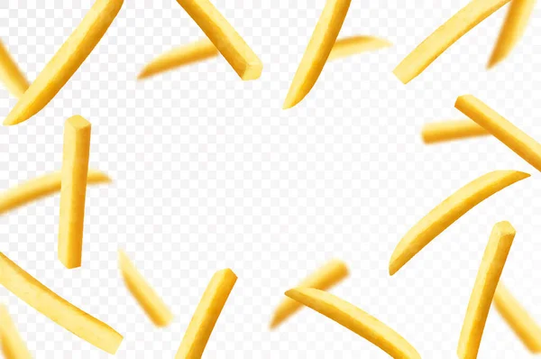 Pommes Hintergrund Fast Food Banner Fliegende Pommes Kartoffeln Mit Verschwommenem — Stockfoto