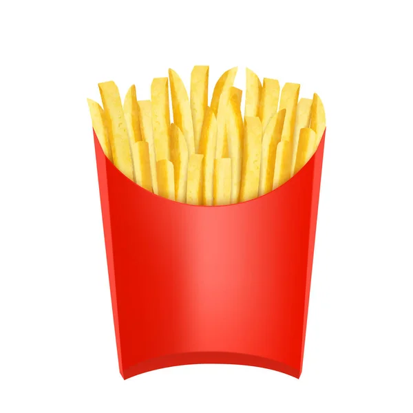French Fries Potatoes Red Package Box Snack Fast Food Takeaway — Stock Photo, Image
