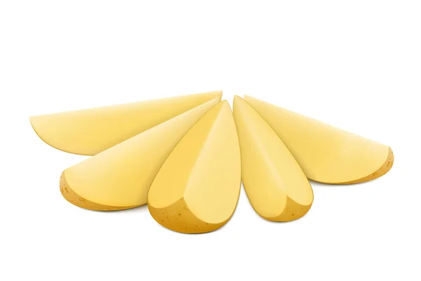 Frische Rohe Kartoffelkeile Gehackte Kartoffeln Für Gekochte Speisen Kartoffelscheiben Isoliert — Stockfoto