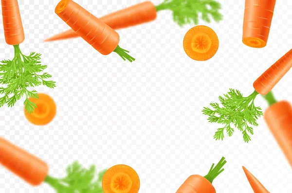 Falling Carrots Isolated Transparent Background Flying Whole Sliced Vegetable Blurry — Stock Photo, Image
