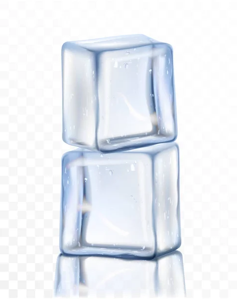 Реалістичні Сині Тверді Кубики Льоду Прозорому Фоні Векторні Ілюстрації — стокове фото