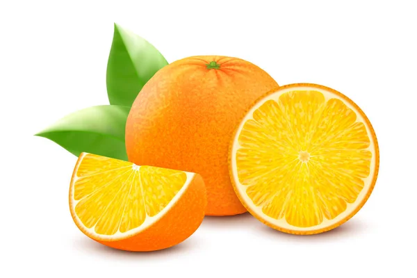 Arancione Fresco Icona Illustrazione Vettoriale Realistica Isolata Sfondo Bianco Fetta — Foto Stock