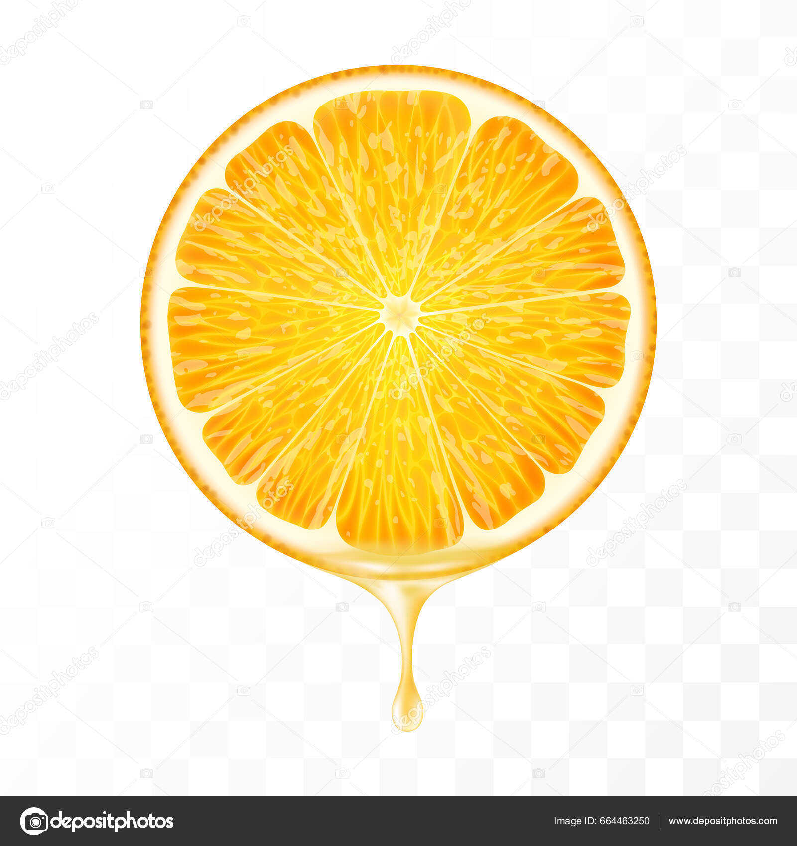 Sliced Orange Juice Dripping Isolated Transparent Background Fresh