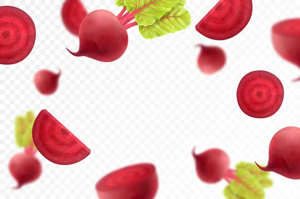 Fliegende Rüben Herabfallende Rote Beete Ganze Und Scheiben Isoliert Auf — Stockfoto