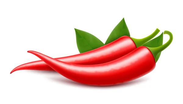 Red Hot Natural Chili Pepper Pod Mit Schatten Isoliert Auf — Stockfoto