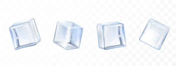 Cubi Ghiaccio Realistico Trasparente Congelare Acqua Alcol Bevande Raffreddamento Elementi — Foto Stock