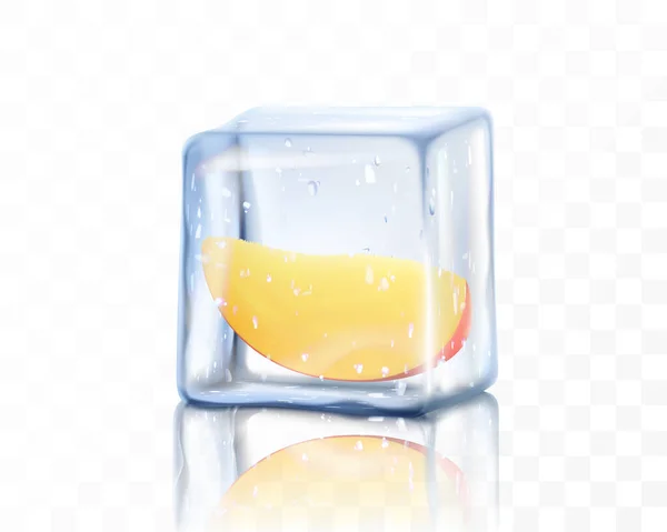 Fresh Ripe Mango Slice Ice Cube Isolated Transparent Background Frozen — Stock Photo, Image