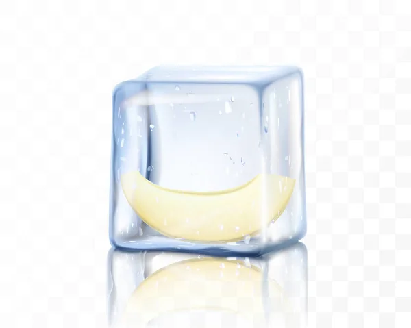 Fresh Ripe Melon Half Ice Cube Isolated Transparent Background Frozen — Stock Photo, Image