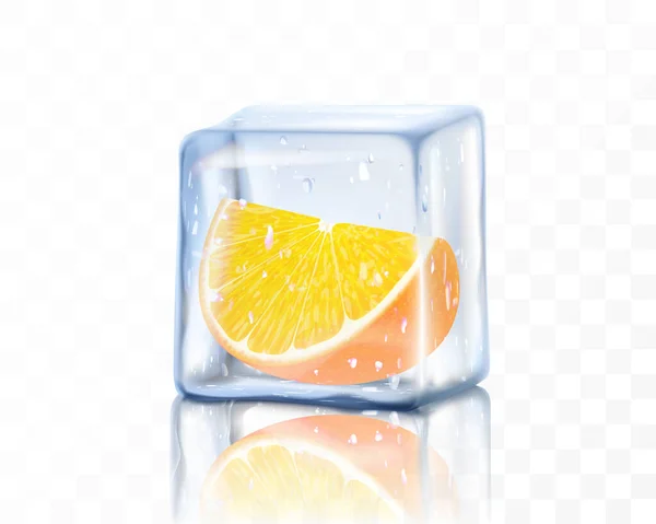 배경에 입방체에서 오렌지 얼어붙은 오렌지 일러스트 — 스톡 사진