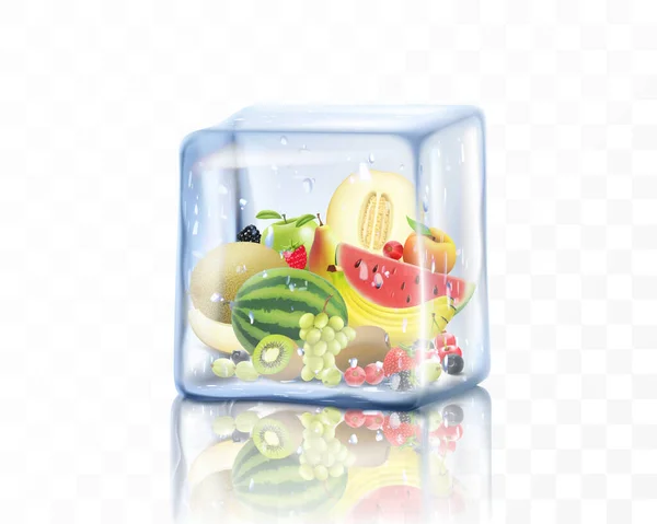 Färska Mogna Frukter Och Bär Äpple Vattenmelon Melon Druva Banan — Stockfoto